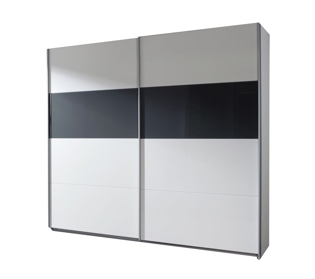 Oakwood Rauch Quadra White & Metallic Grey 2 Gliding Door Wardrobe