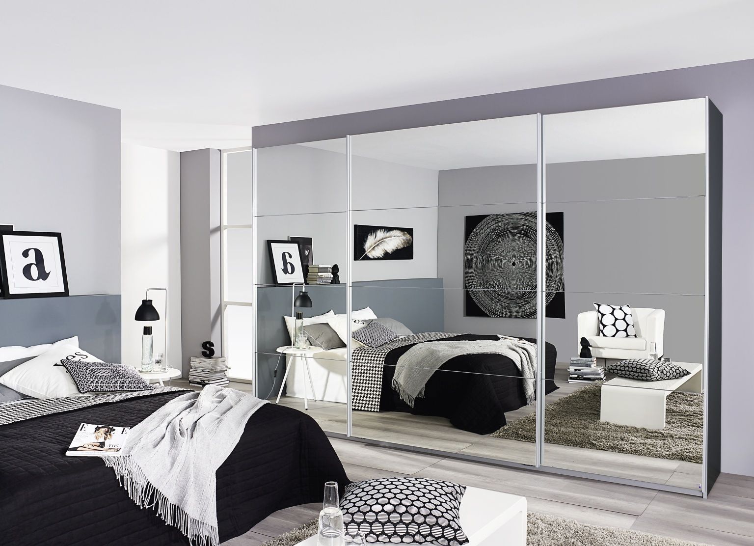 Oakwood Rauch Quadra Full Mirrored 3 Sliding Door Wardrobe