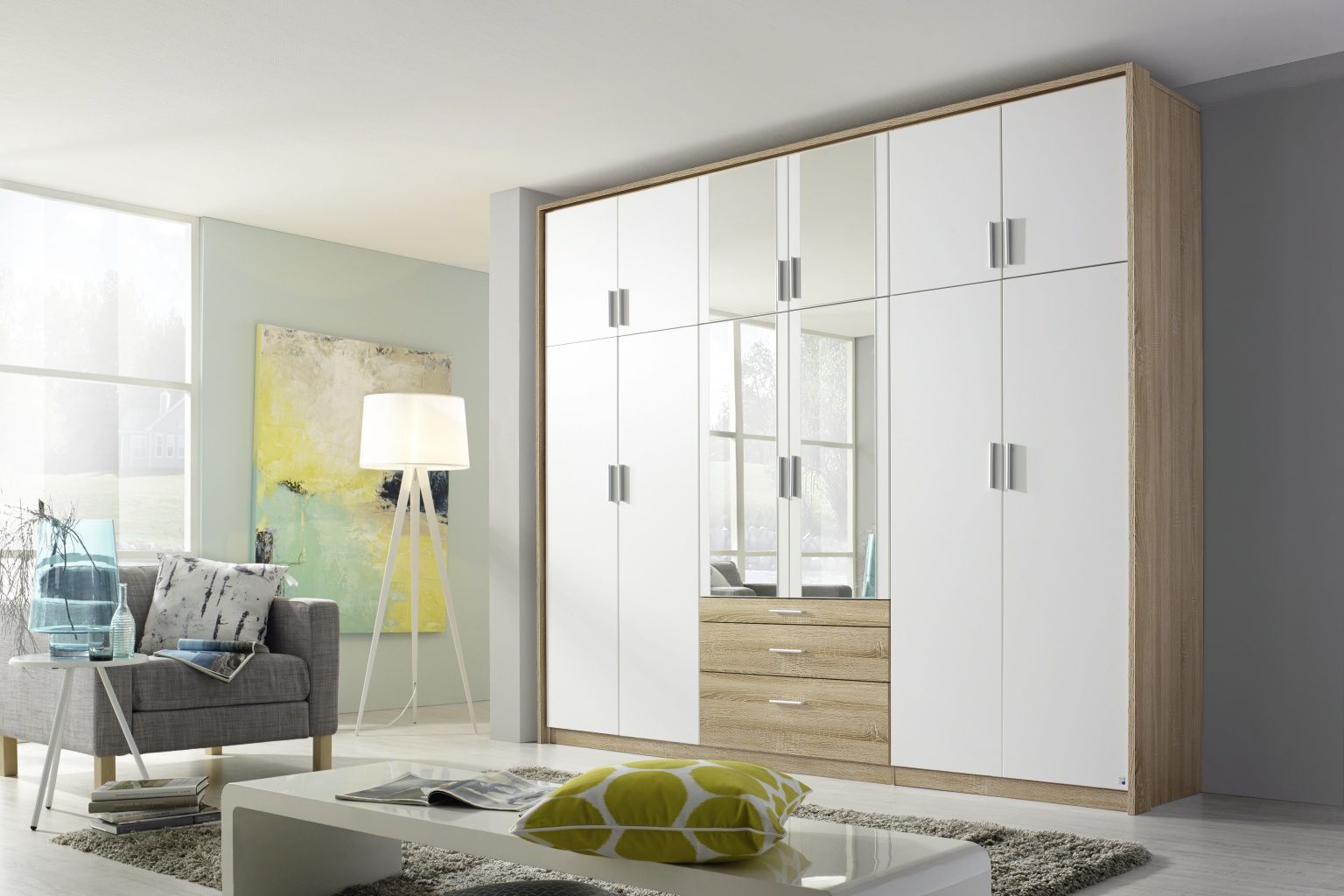 Oakwood Hildesheim Extra Sonoma Oak & Alpine White Combi Wardrobe