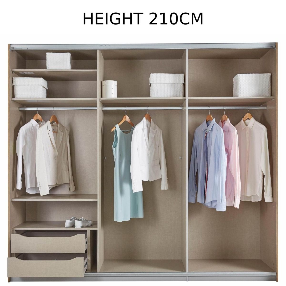 Oakwood Rauch Tubona Glass & Mirror 3 Sliding Door Wardrobe with Premium Interior