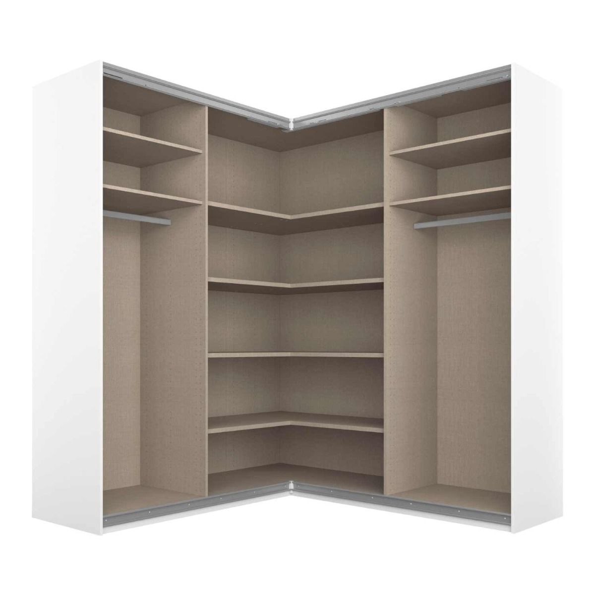 Oakwood Rauch Luma 181cm 4 Door Corner Sliding Wardrobe with 2 Decor Doors and 2 Mirror Doors