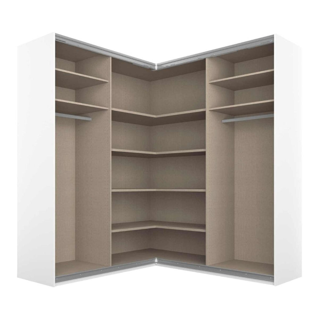 Oakwood Rauch Luma 181cm 4 Door Corner Sliding Wardrobe with 2 Glass Doors and 2 Mirror Doors