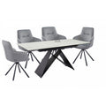 Oakwood Serena Ceramic pop Up Ext Dining Table With Nicole Swivel Dining Chairs