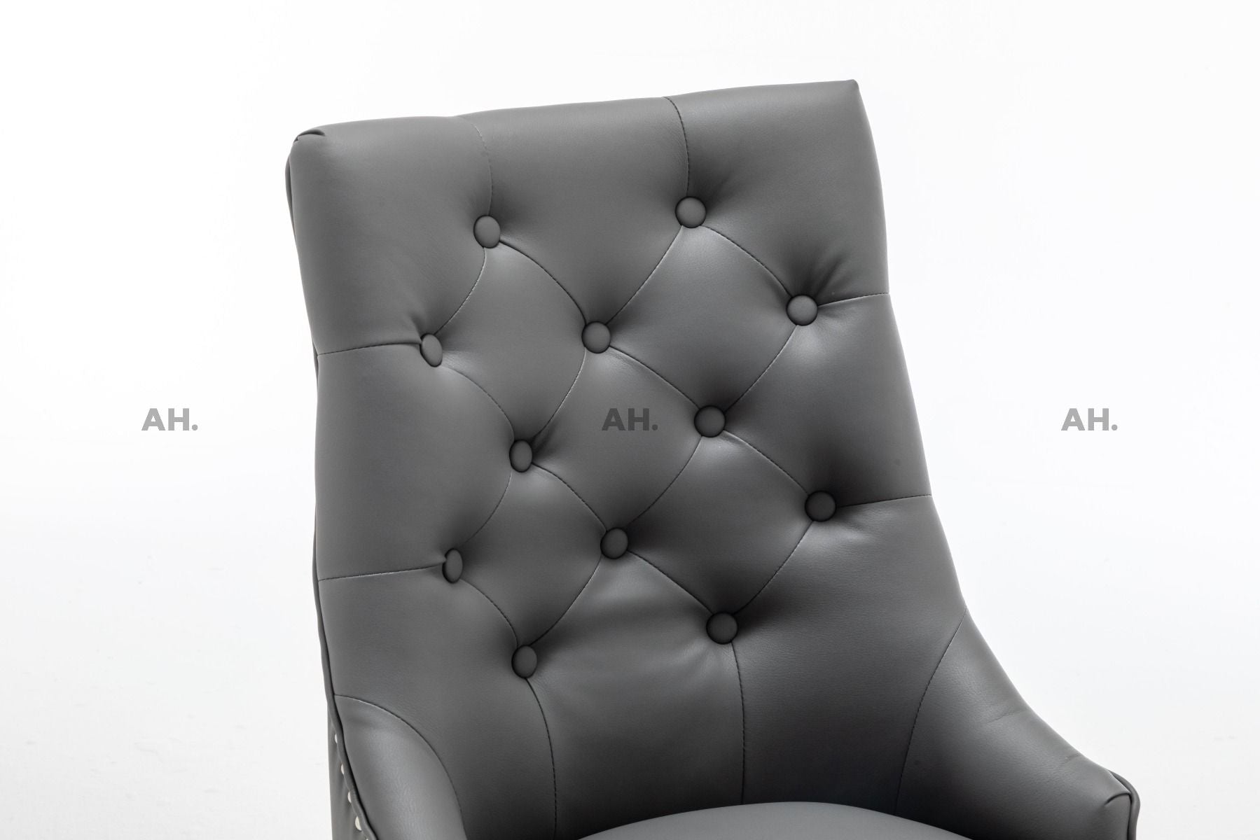 Oakwood K Edmundson Grey Ring Knockerback PU Leather Dining Chairs