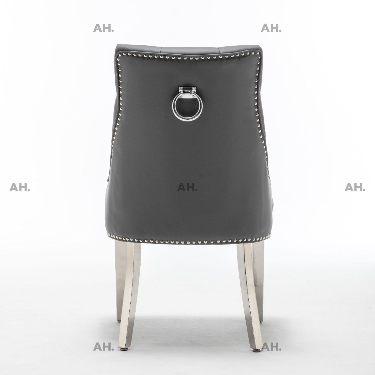 Oakwood K Edmundson Grey Ring Knockerback PU Leather Dining Chairs