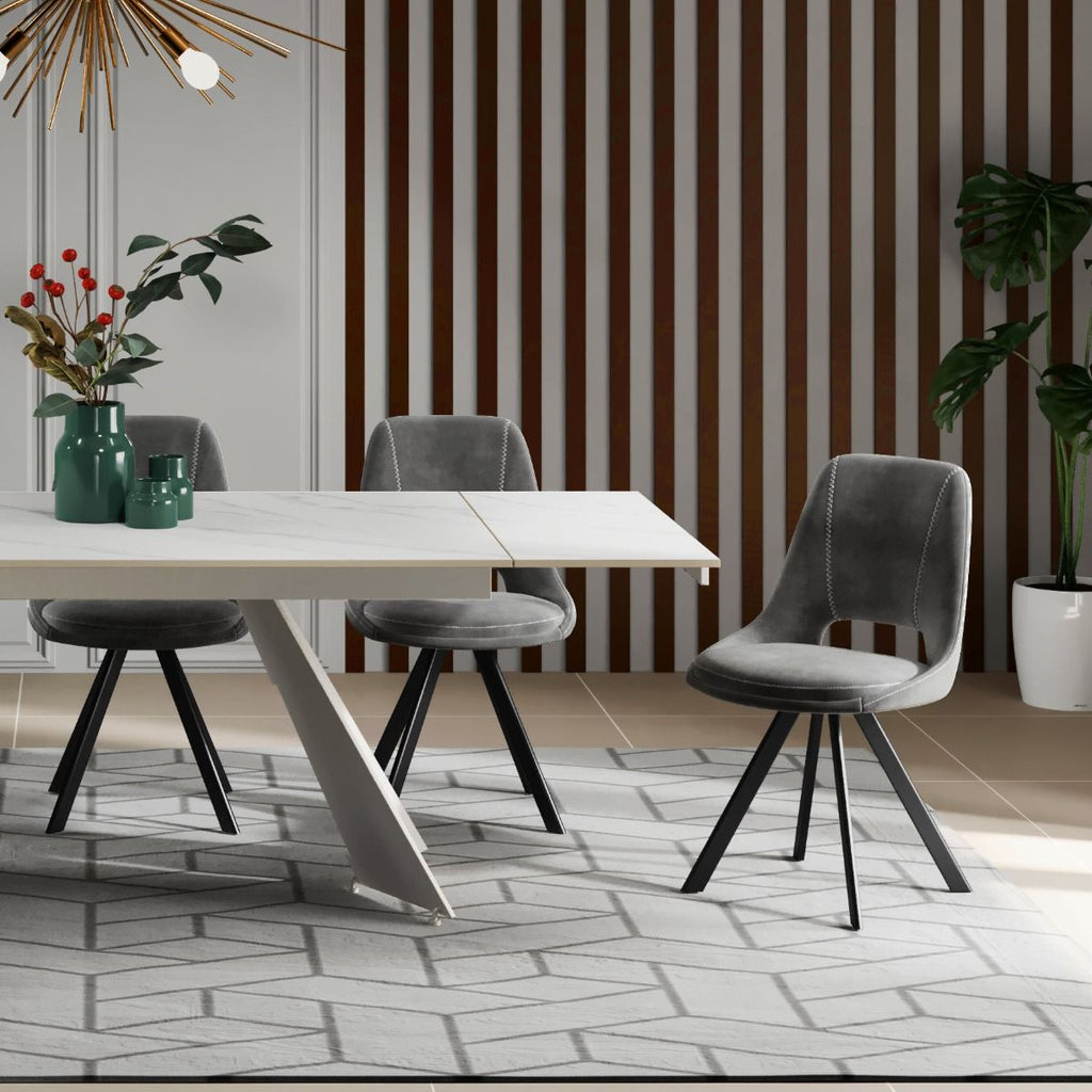 Oakwood Krona Velvet Dining Chair with Black Metal Legs