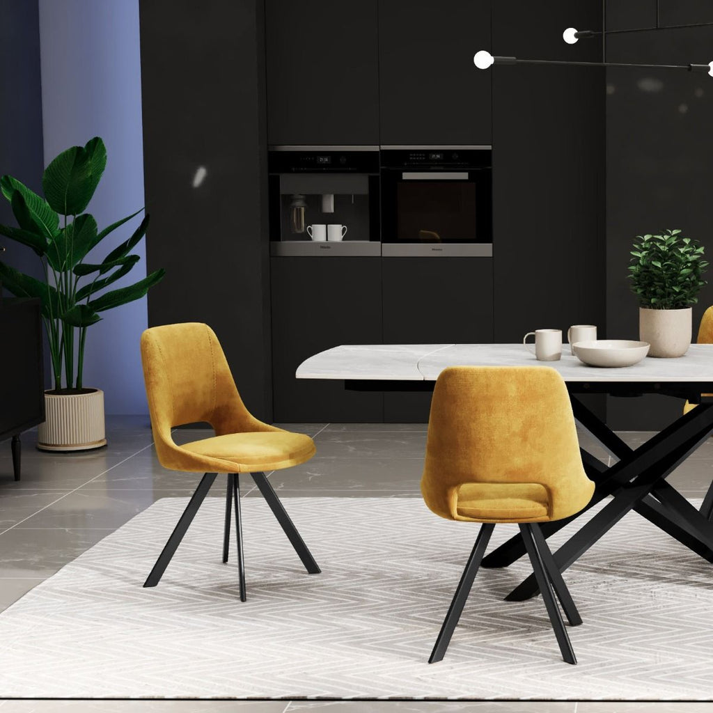 Oakwood Krona Velvet Dining Chair with Black Metal Legs