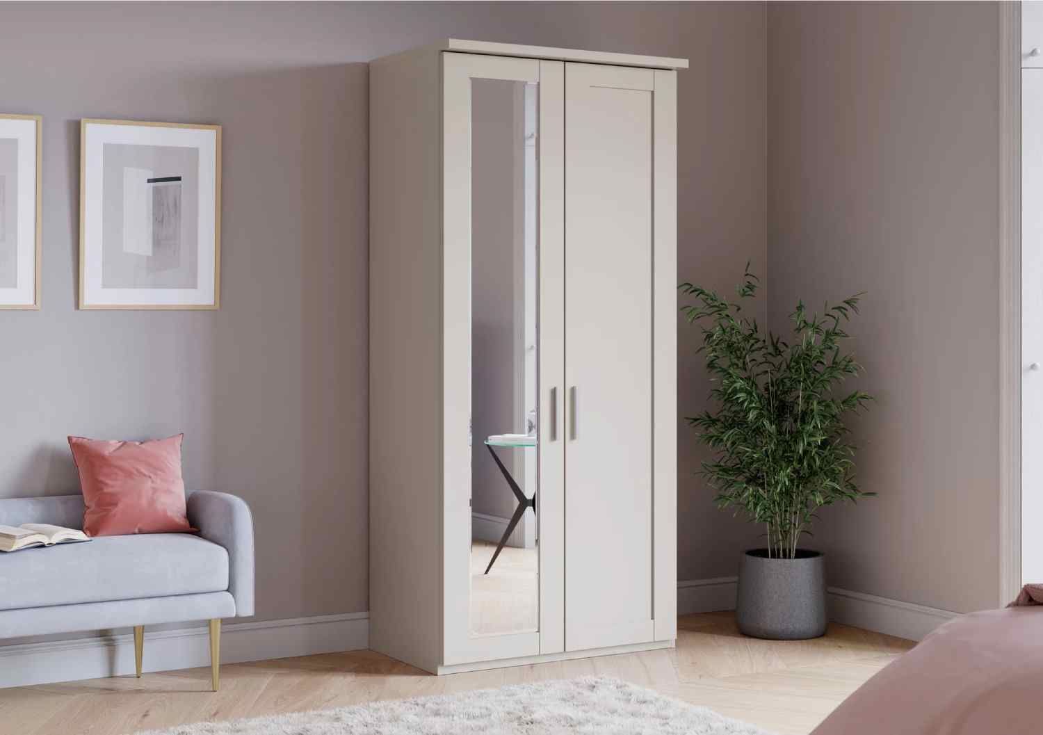 Oakwood Wiemann Cambridge Mirrored 2 Door Hinged Wardrobe With Cornice
