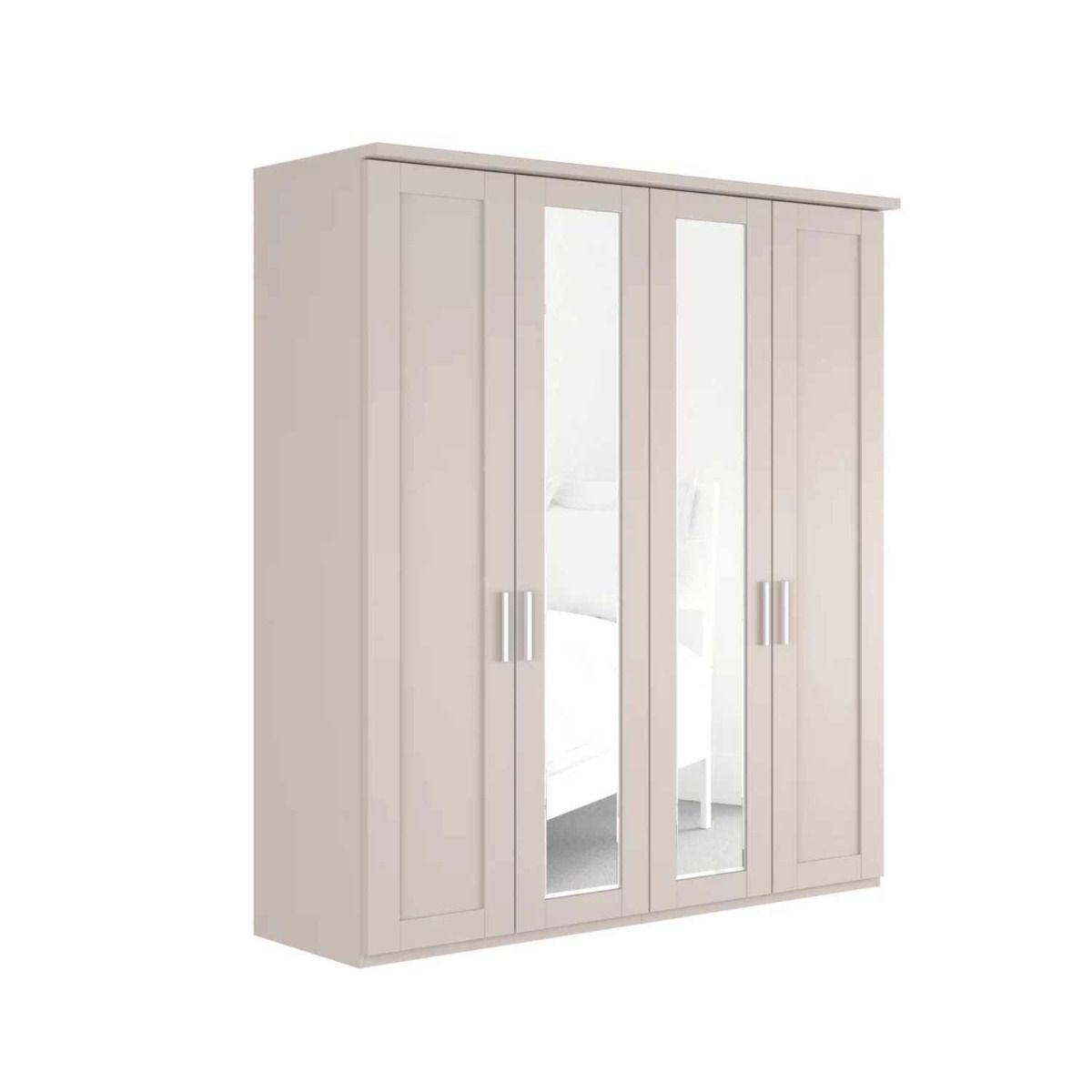 Oakwood Wiemann Cambridge Mirrored 4 Door Hinged Wardrobe With Cornice