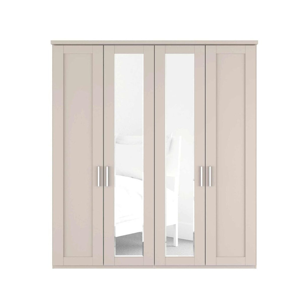 Oakwood Wiemann Cambridge Mirrored 4 Door Hinged Wardrobe With Cornice