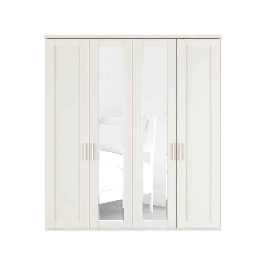 Oakwood Wiemann Cambridge Mirrored 4 Door Hinged Wardrobe With Cornice