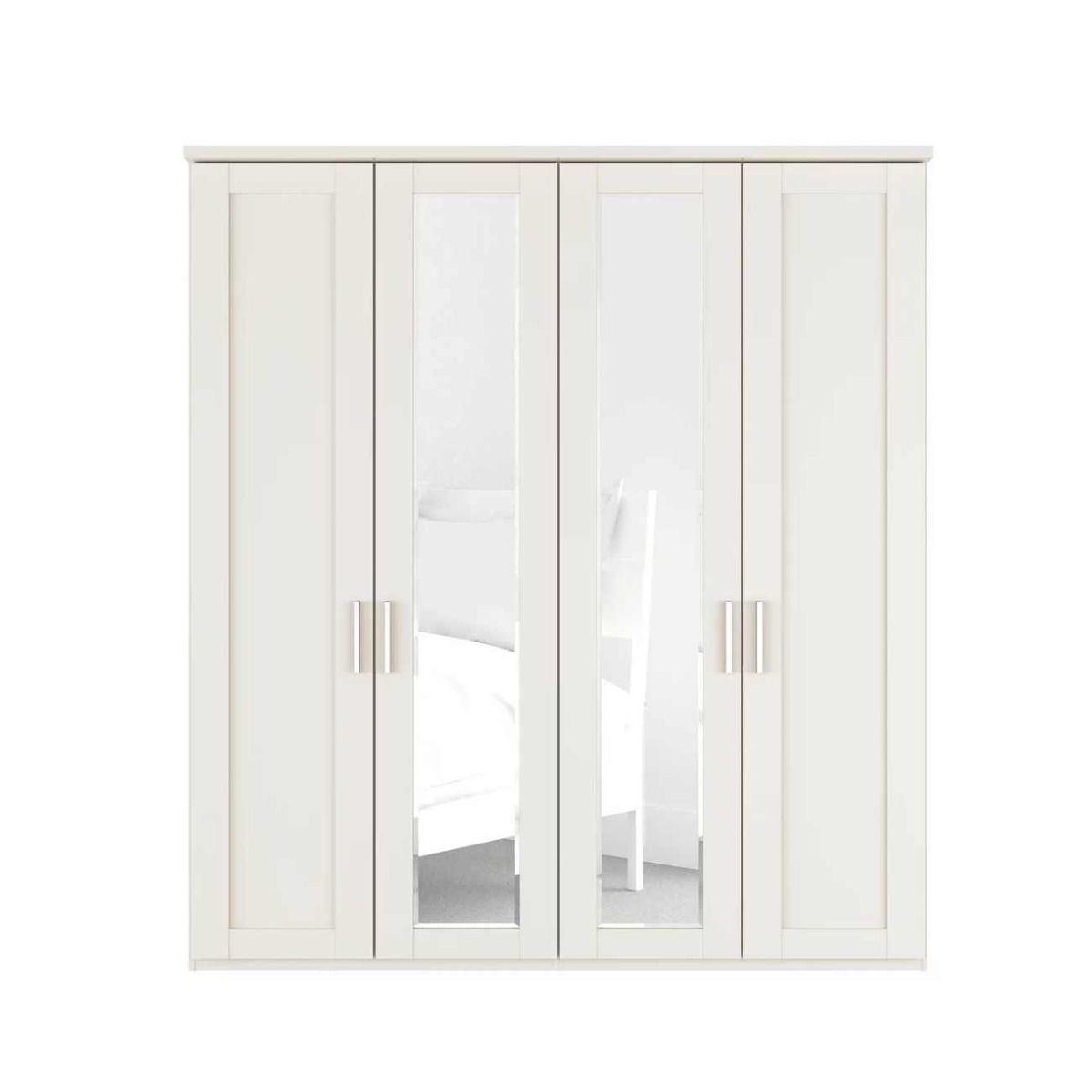 Oakwood Wiemann Cambridge Mirrored 4 Door Hinged Wardrobe With Cornice