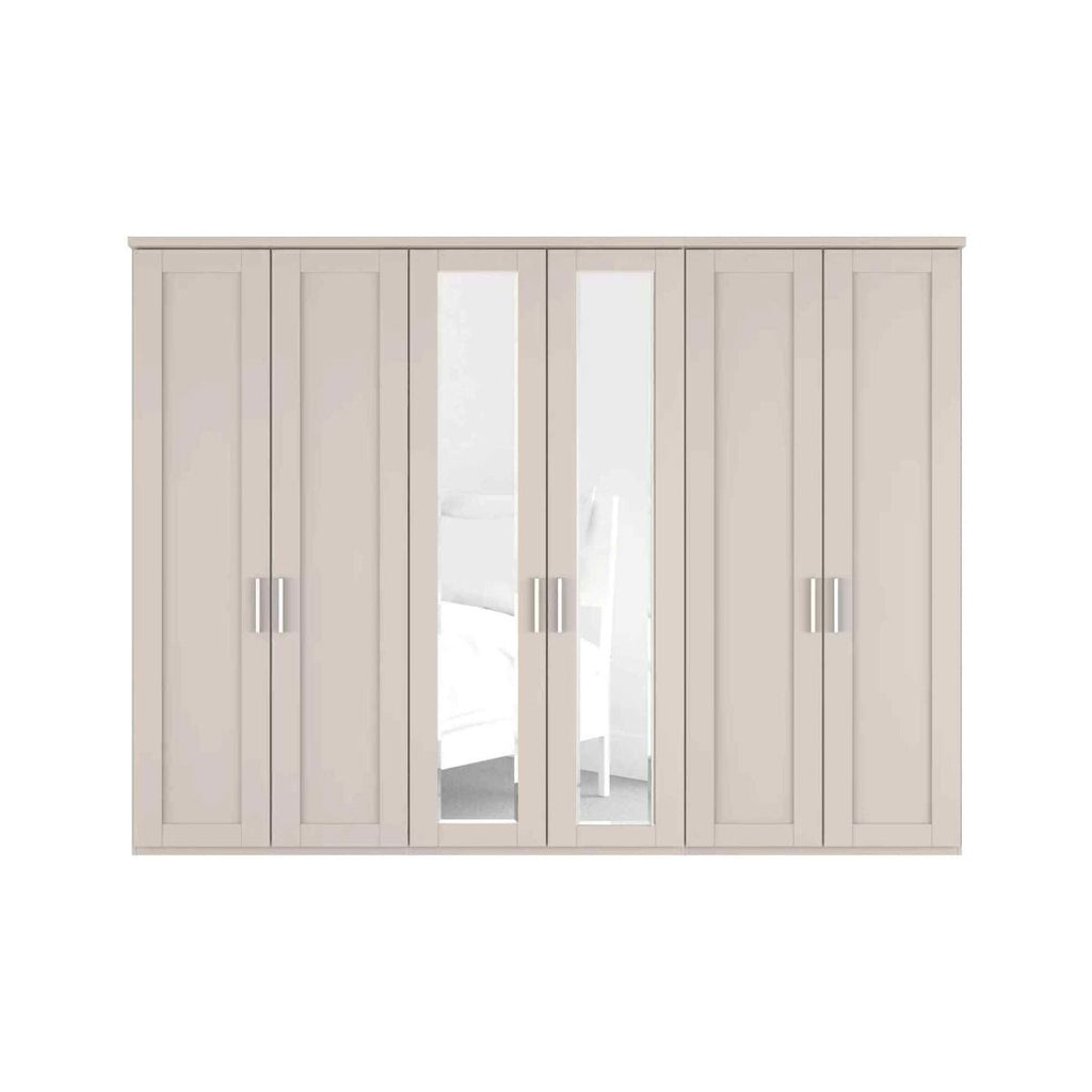 Oakwood Wiemann Cambridge Mirrored 6 Door Hinged Wardrobe With Cornice