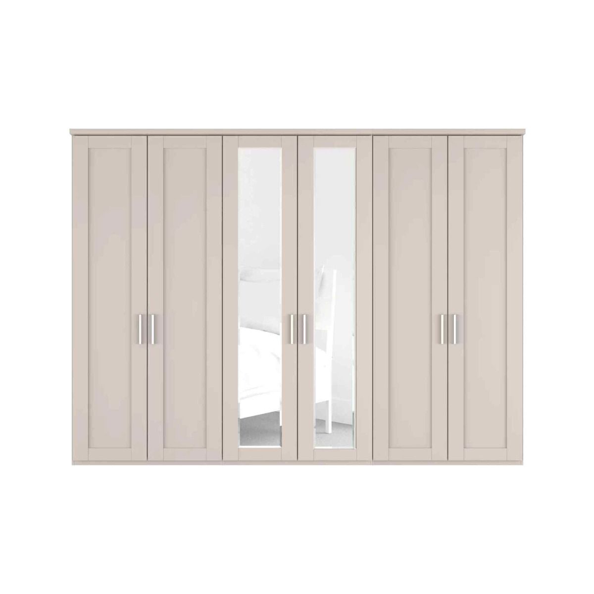 Oakwood Wiemann Cambridge Mirrored 6 Door Hinged Wardrobe With Cornice