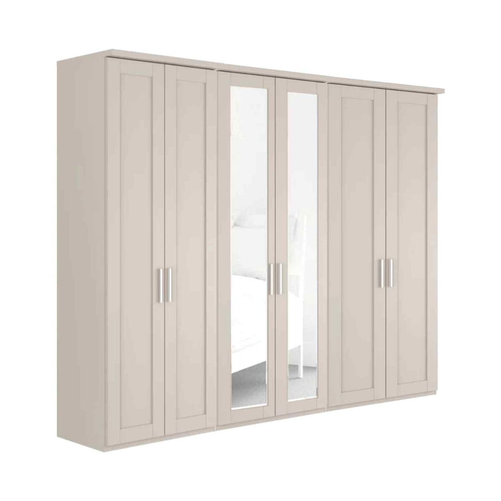 Oakwood Wiemann Cambridge Mirrored 6 Door Hinged Wardrobe With Cornice
