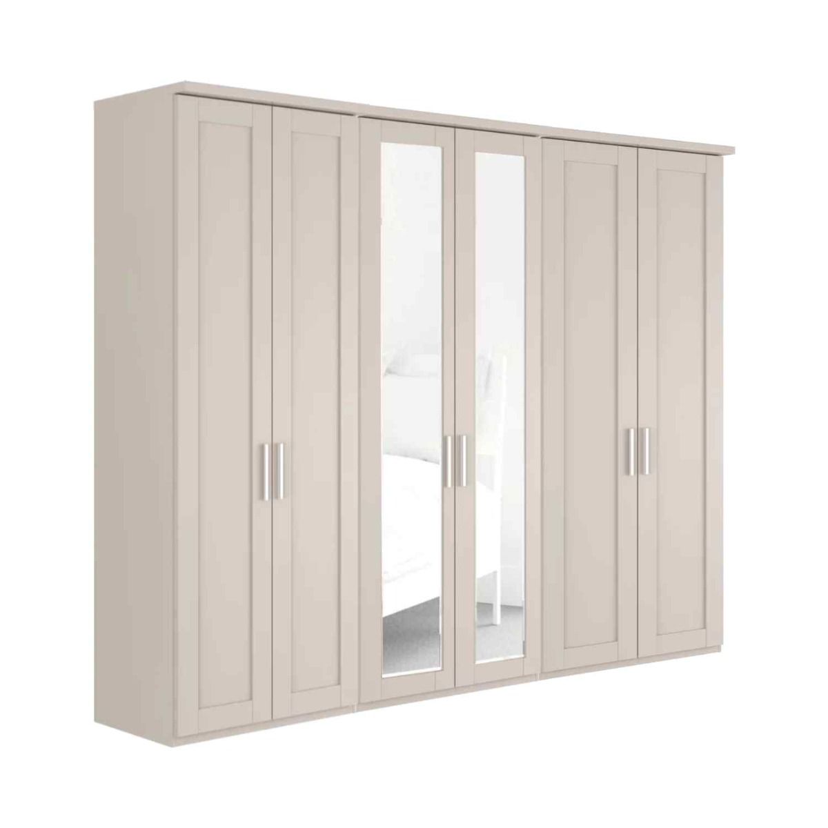 Oakwood Wiemann Cambridge Mirrored 6 Door Hinged Wardrobe With Cornice