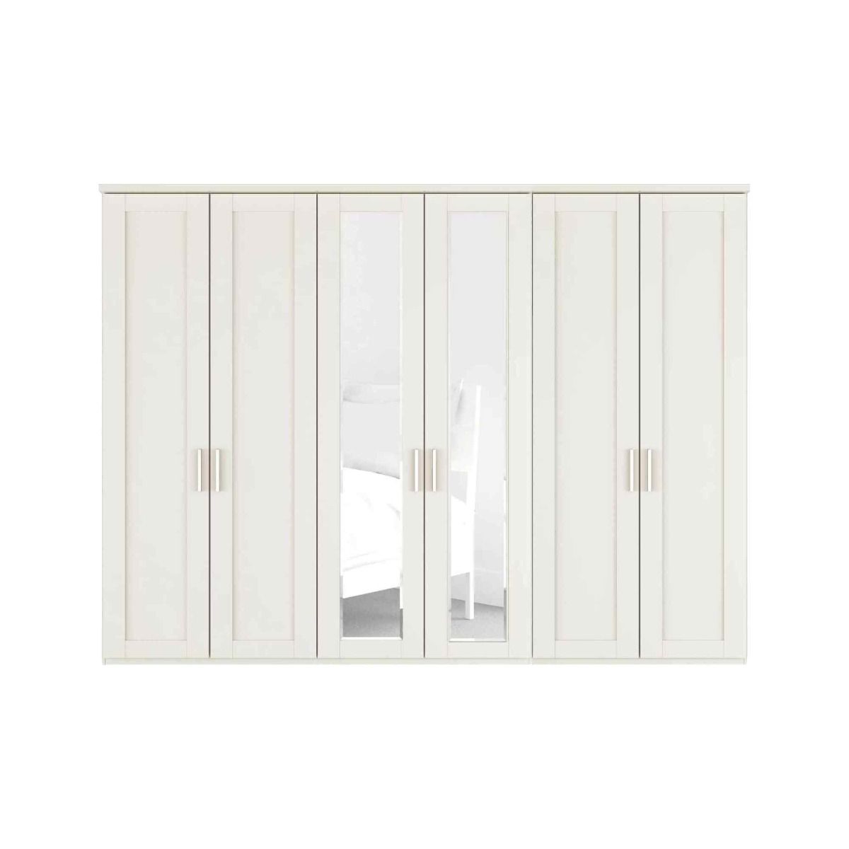 Oakwood Wiemann Cambridge Mirrored 6 Door Hinged Wardrobe With Cornice