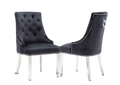 Oakwood Knightsbridge Black Knockerback Plush Velvet Dining Chair