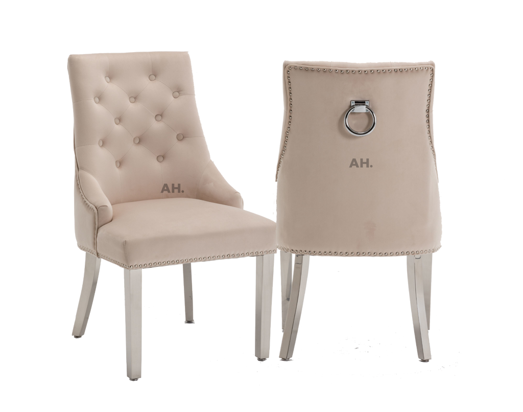 Oakwood Knightsbridge Plush Velvet Shimmer Ring Knockerback Dining Chair