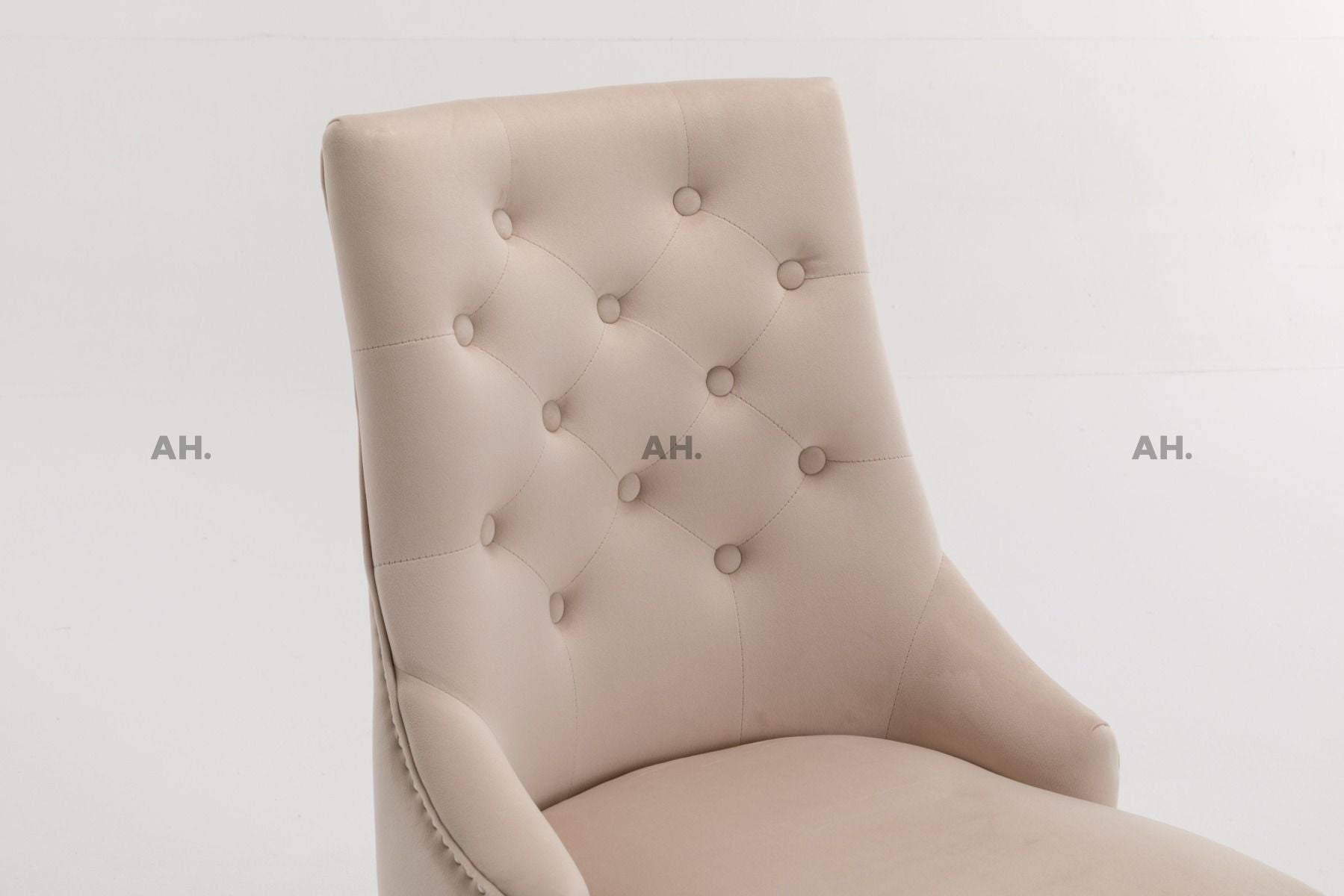 Oakwood Knightsbridge Plush Velvet Cream Ring Knockerback Dining Chair