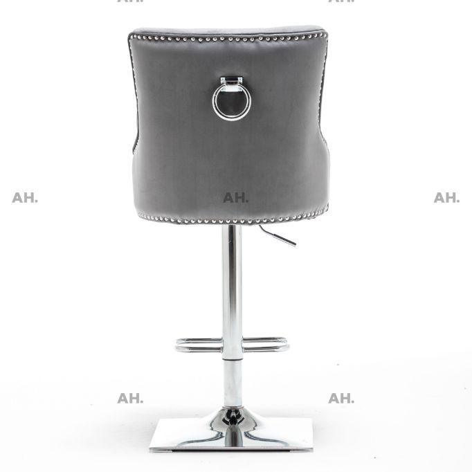 Oakwood Knightsbridge Dark Grey Ring back Plush Velvet Barstool
