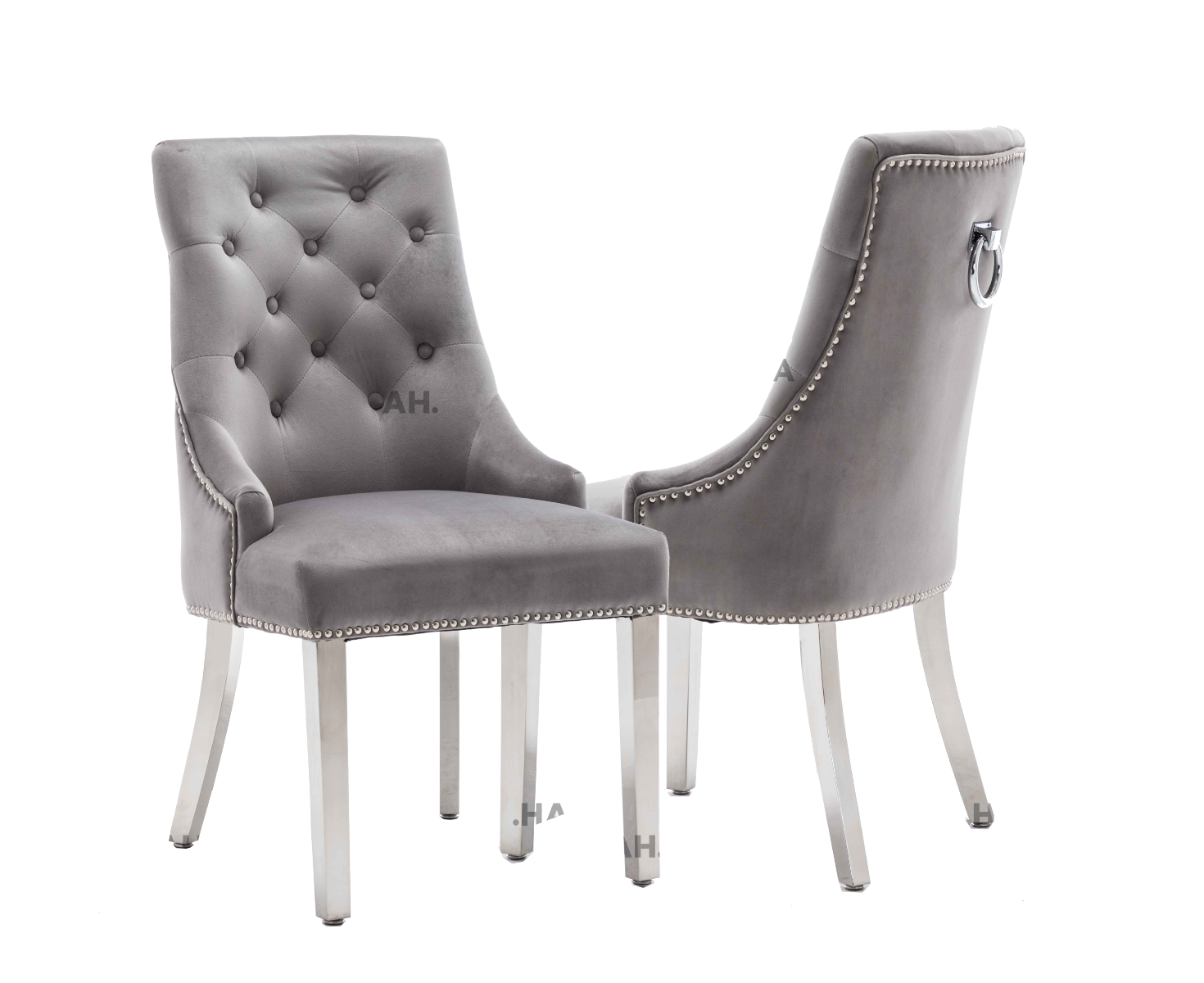 Oakwood Knightsbridge Light Grey Knockerback Plush Velvet Chair