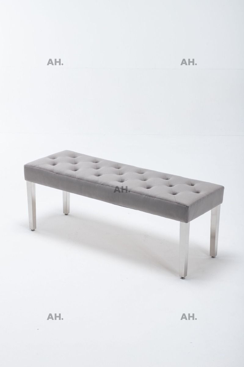 Oakwood Knightsbridge Light Grey Plush Velvet Benches