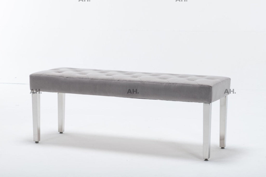 Oakwood Knightsbridge Light Grey Plush Velvet Benches