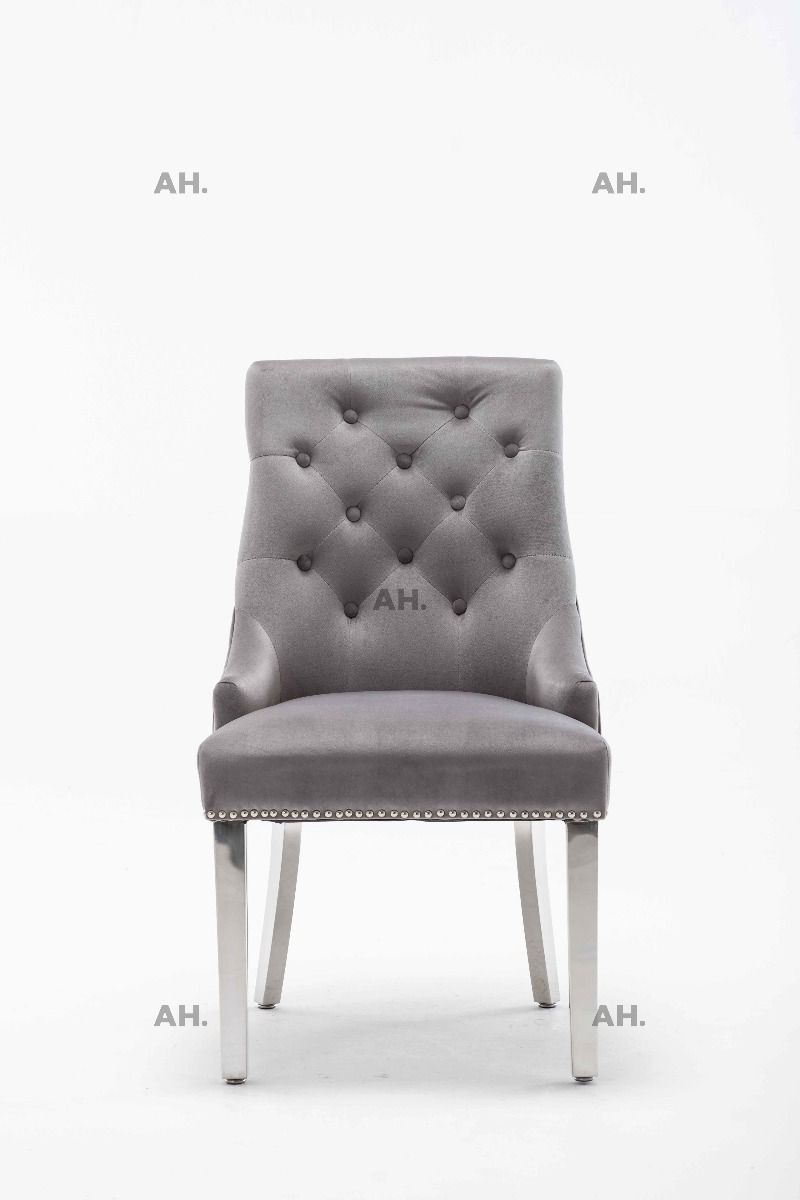 Oakwood Knightsbridge Light Grey Knockerback Plush Velvet Chair