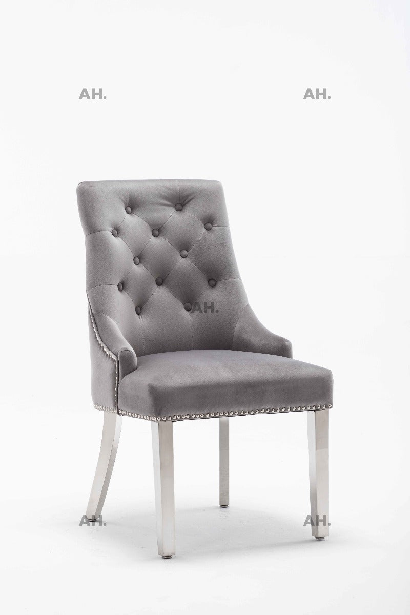 Oakwood Knightsbridge Plush Velvet Cream Ring Knockerback Dining Chair