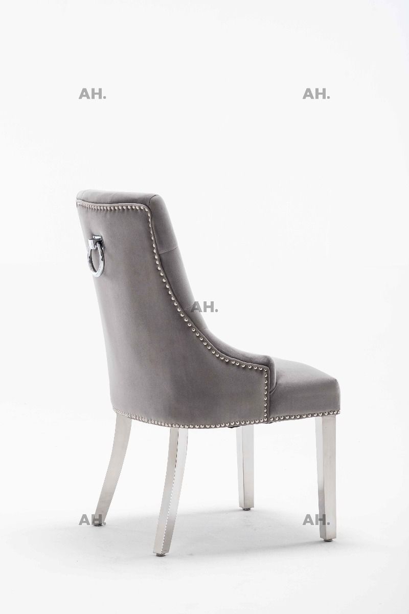 Oakwood Knightsbridge Light Grey Knockerback Plush Velvet Chair