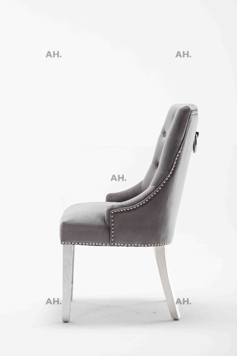 Oakwood Knightsbridge Light Grey Knockerback Plush Velvet Chair
