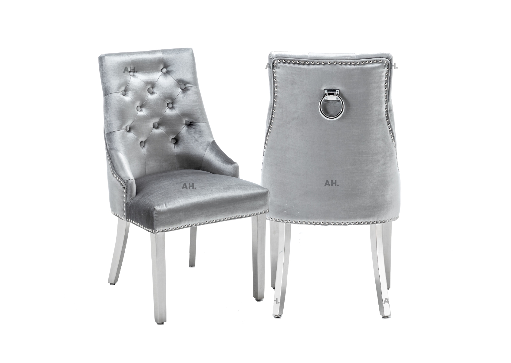 Oakwood Knightsbridge Black Knockerback Plush Velvet Dining Chair