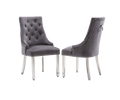 Oakwood Knightsbridge Dark Grey Ring Knockerback Plush Velvet Dining Chair
