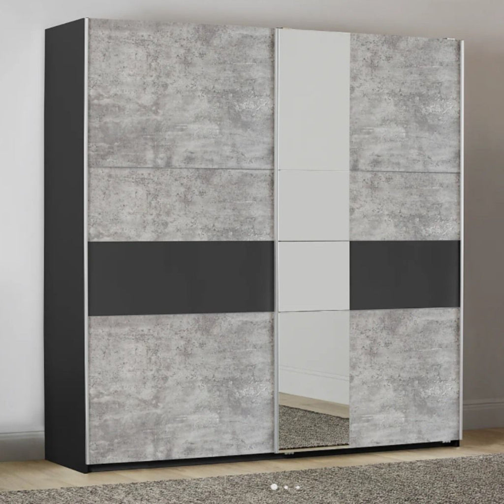 Oakwood Rauch Korbach Metallic Grey Stone Grey 218CM 2 Sliding Door Wardrobe