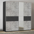 Oakwood Rauch Korbach Metallic Grey Stone Grey 218CM 2 Sliding Door Wardrobe
