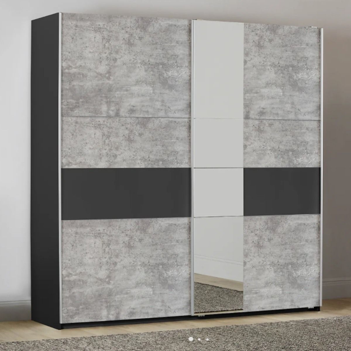 Oakwood Rauch Korbach Metallic Grey Stone Grey 218CM 2 Sliding Door Wardrobe