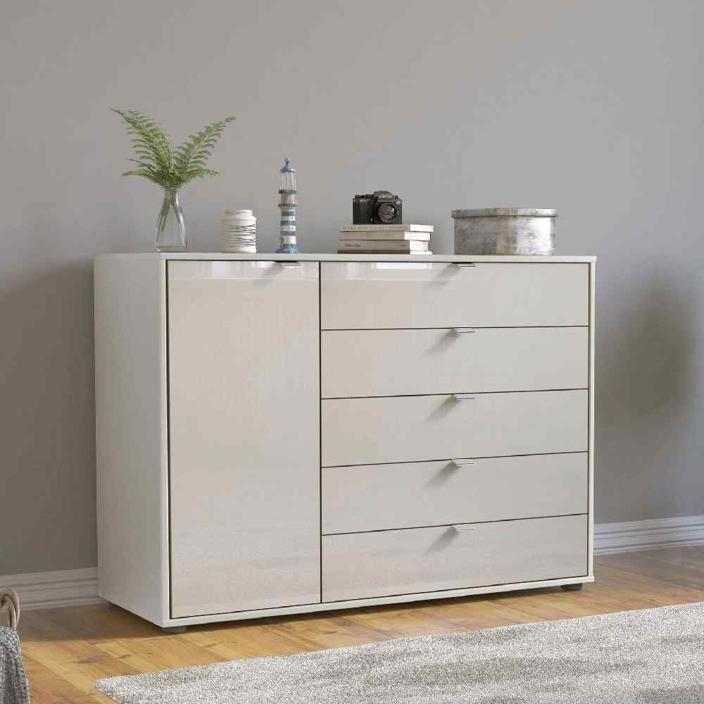 Oakwood Wiemann Quito Champagne Decor And Champagne Glass 1 Door 5 Drawer Combination Dresser