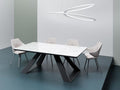 Oakwood Merlino Ceramic Grey Marble Pop Up Ext Dining Table With Zola Dining Chairs
