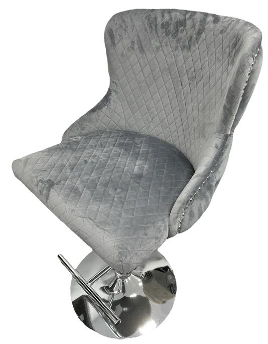 Oakwood Lewis Dark Grey Lion back Plush Velvet Barstool