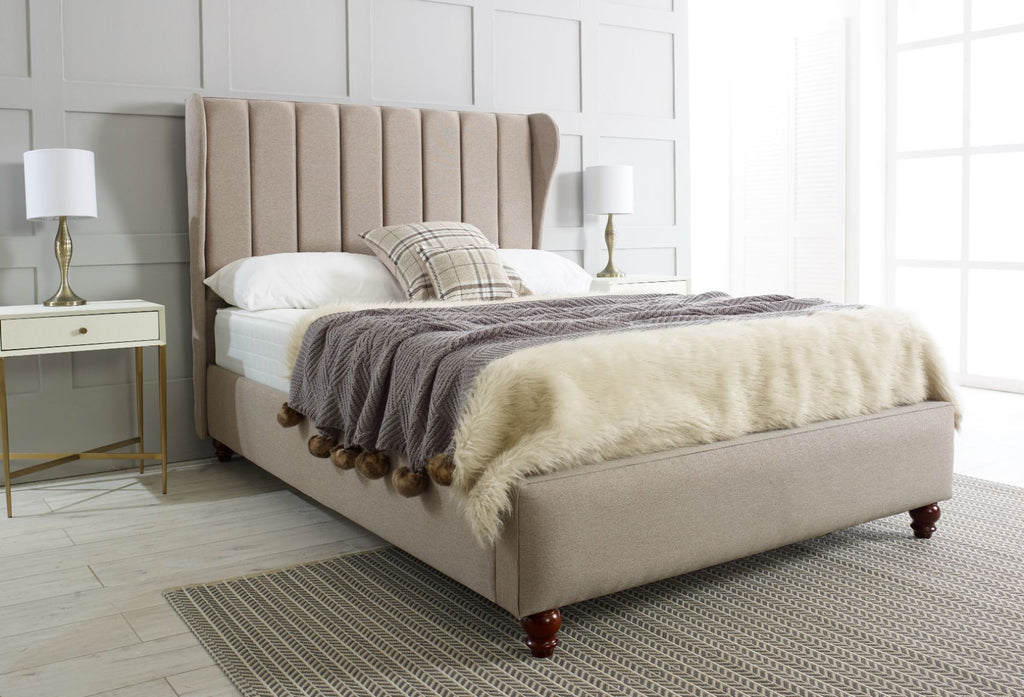 Oakwood Paris Wingback Fabric Upholstered Bed Frame