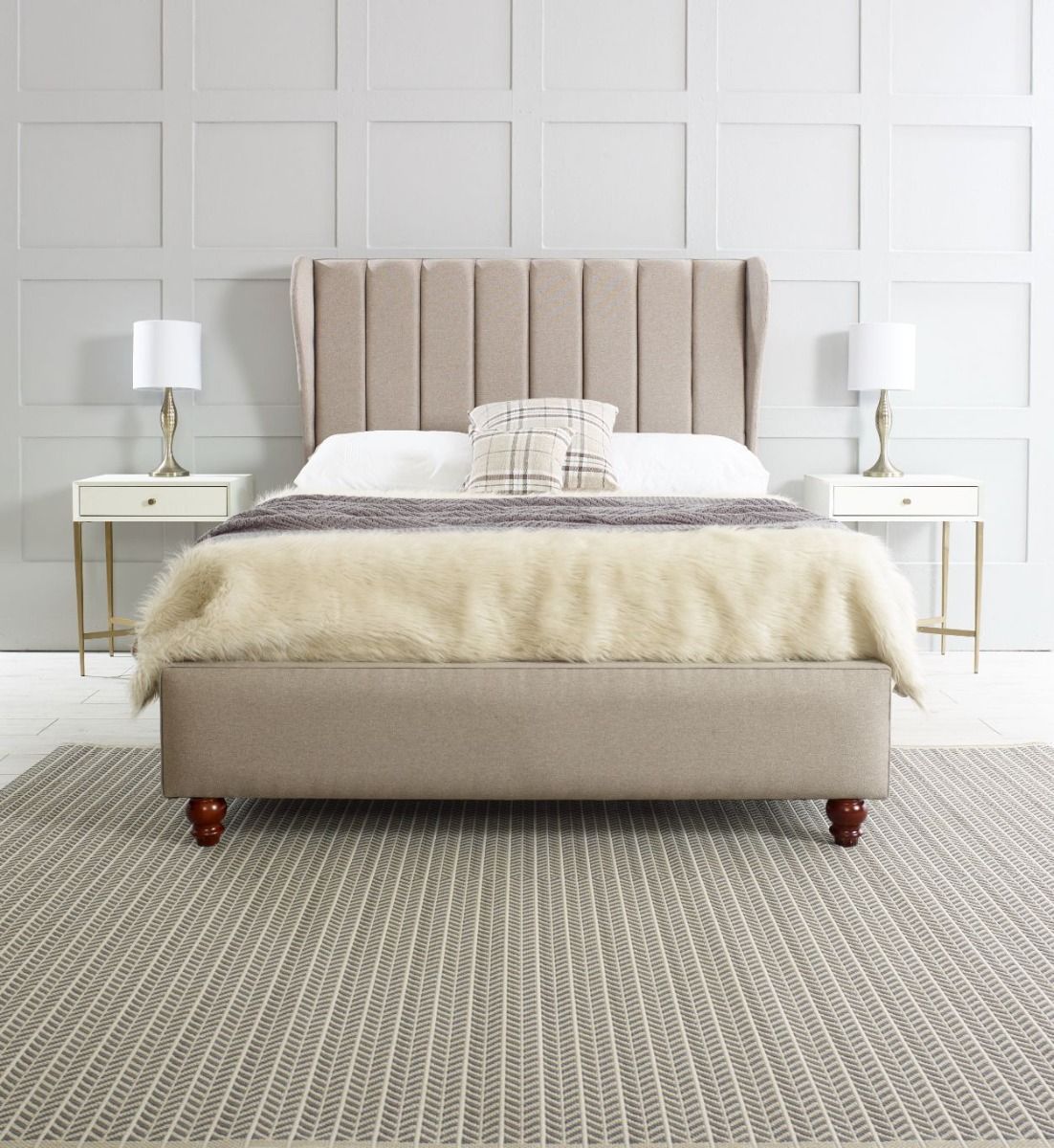 Oakwood Paris Wingback Fabric Upholstered Bed Frame