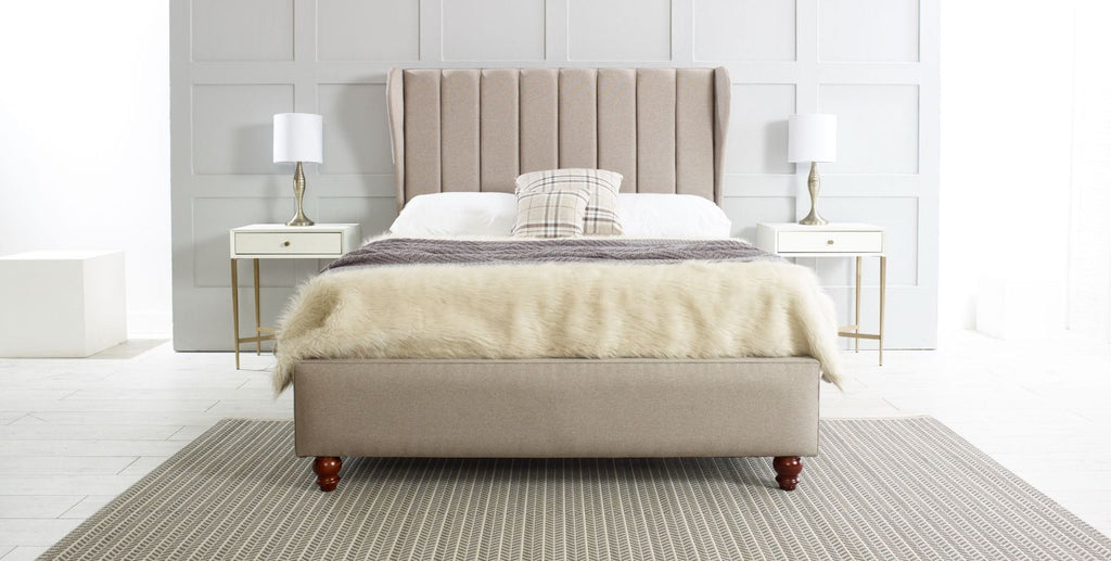 Oakwood Paris Wingback Fabric Upholstered Bed Frame