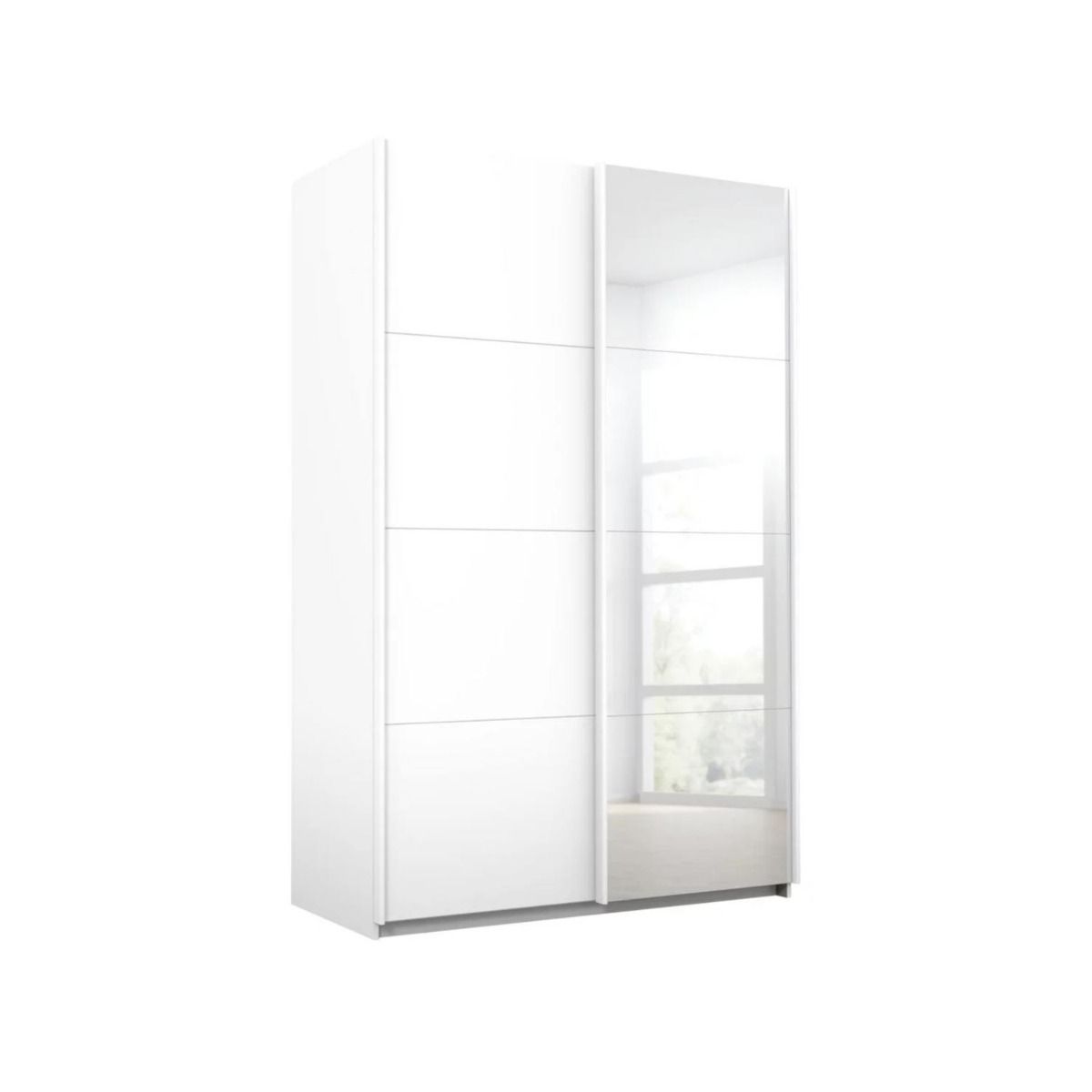 Oakwood Rauch Luma 136cm 2 Door Sliding Wardrobe with 1 Decor Door and 1 Mirror Door