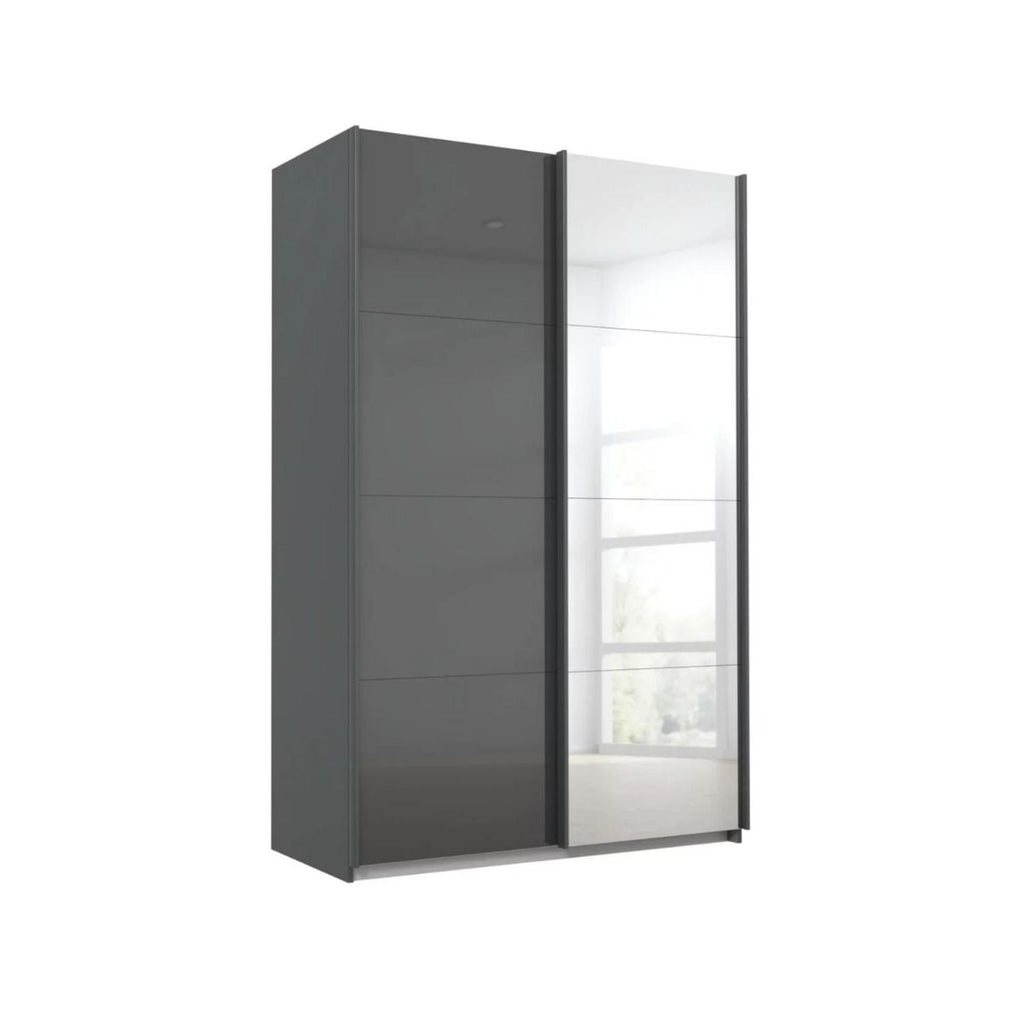Oakwood Rauch Luma 136cm 2 Door Sliding Wardrobe with 1 Glass Door and 1 Mirror Door