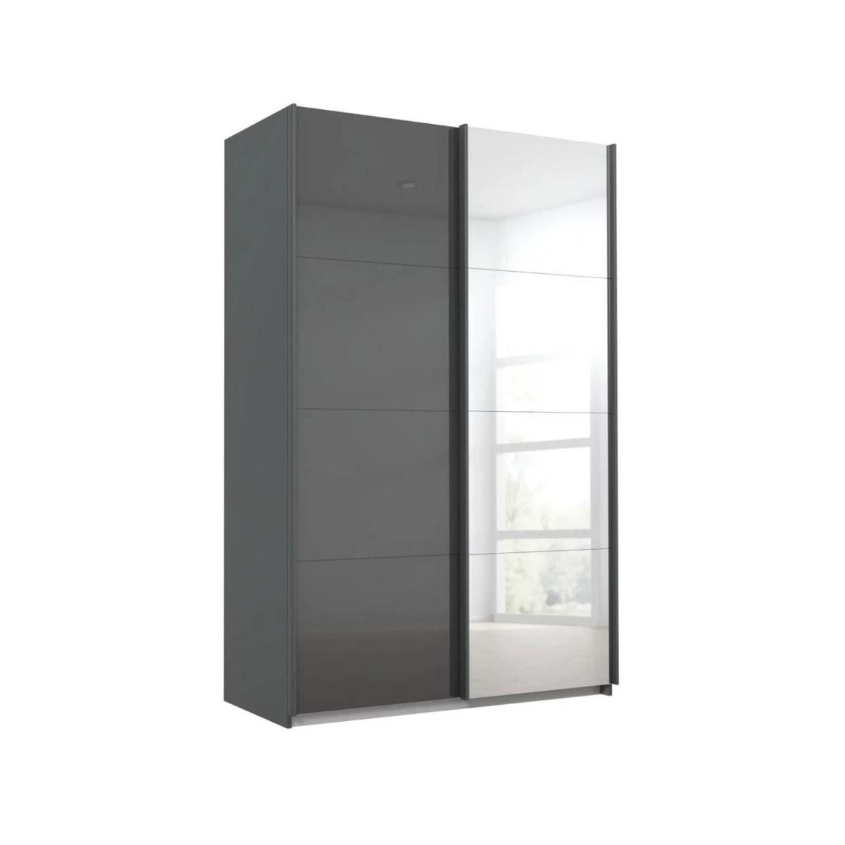 Oakwood Rauch Luma 136cm 2 Door Sliding Wardrobe with 1 Glass Door and 1 Mirror Door