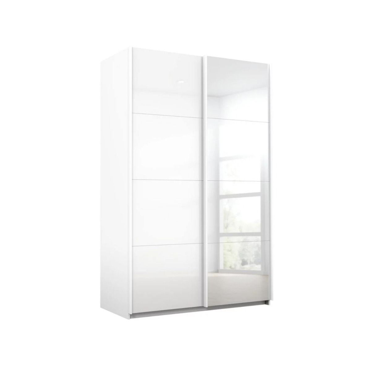 Oakwood Rauch Luma 136cm 2 Door Sliding Wardrobe with 1 Glass Door and 1 Mirror Door