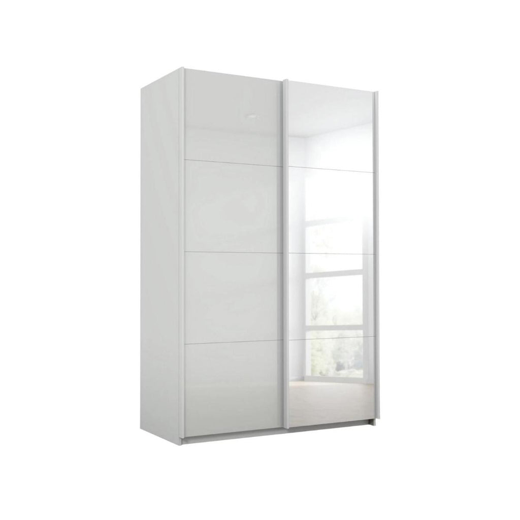 Oakwood Rauch Luma 136cm 2 Door Sliding Wardrobe with 1 Glass Door and 1 Mirror Door