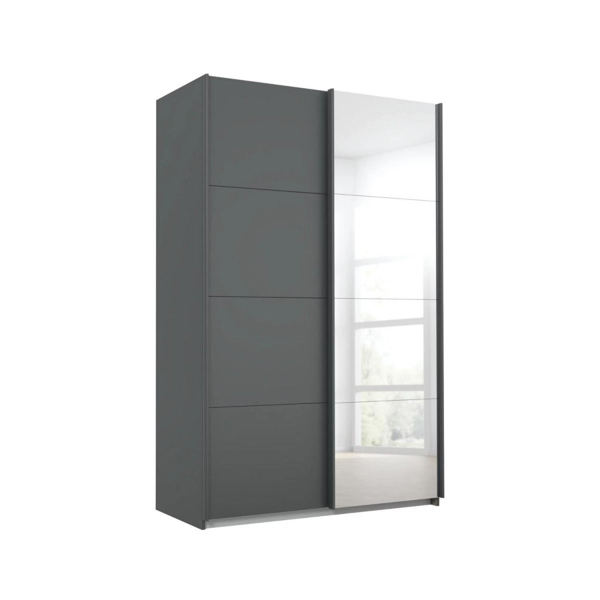 Oakwood Rauch Luma 136cm 2 Door Sliding Wardrobe with 1 Decor Door and 1 Mirror Door