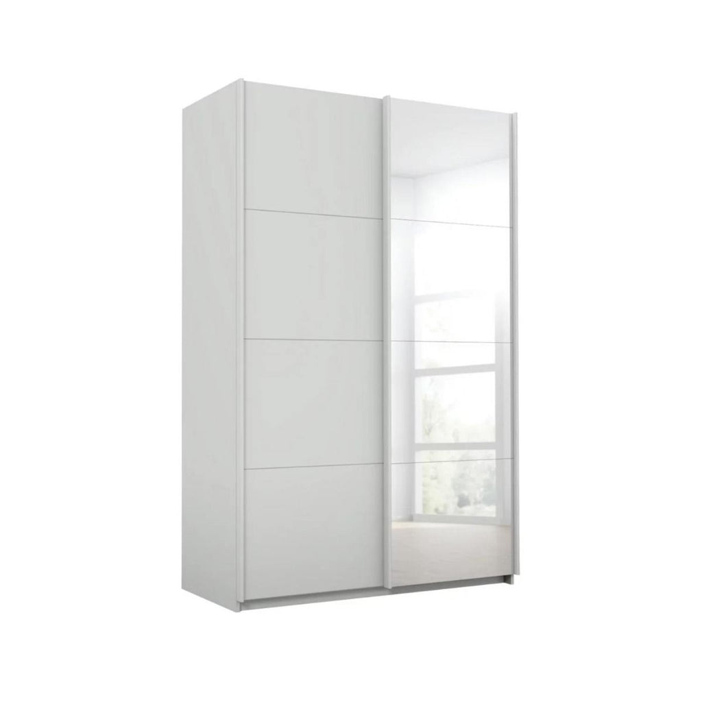 Oakwood Rauch Luma 136cm 2 Door Sliding Wardrobe with 1 Decor Door and 1 Mirror Door